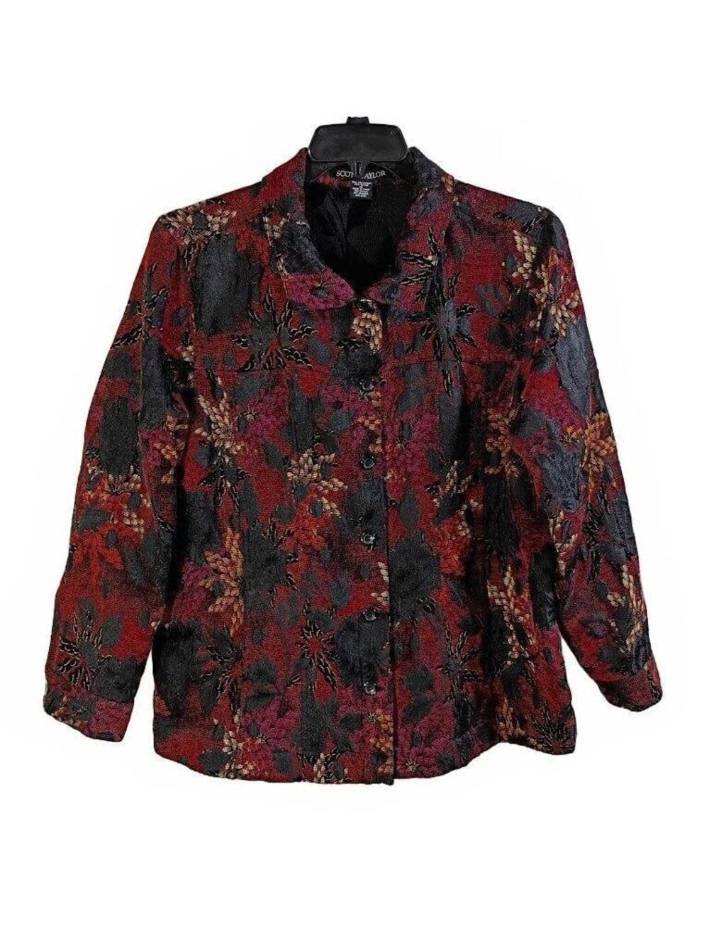 Scott Taylor Women's Floral Patterned Jacket Plus Size 1X